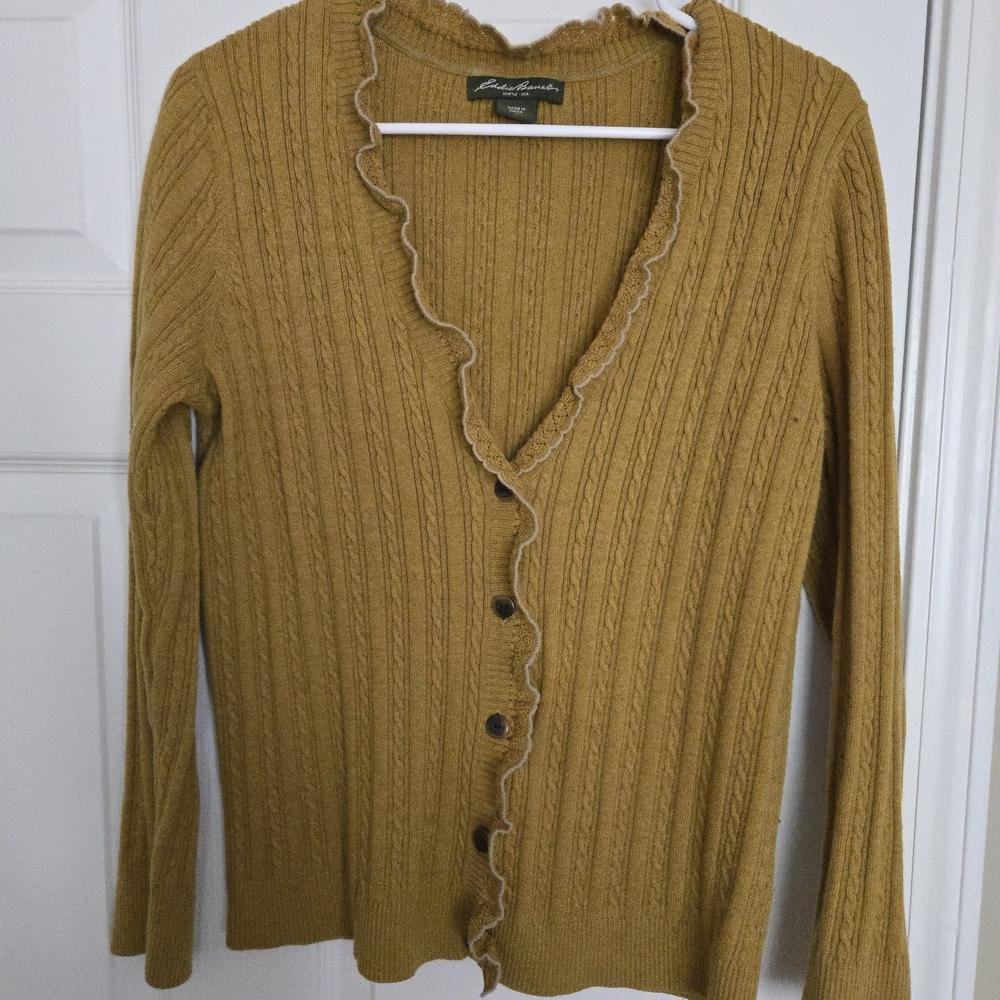 Eddie Bauer Mustard Cardigan Sweater